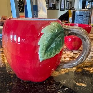 Better Homes And Gardens Red Apple Mug with Leaf Handle
